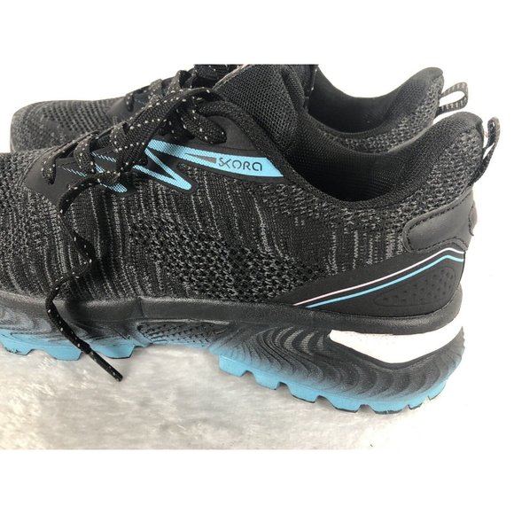 Skora Fit Running Shoes Woman's Black/Blue Lace-Up Training 8 - Picture 4 of 14